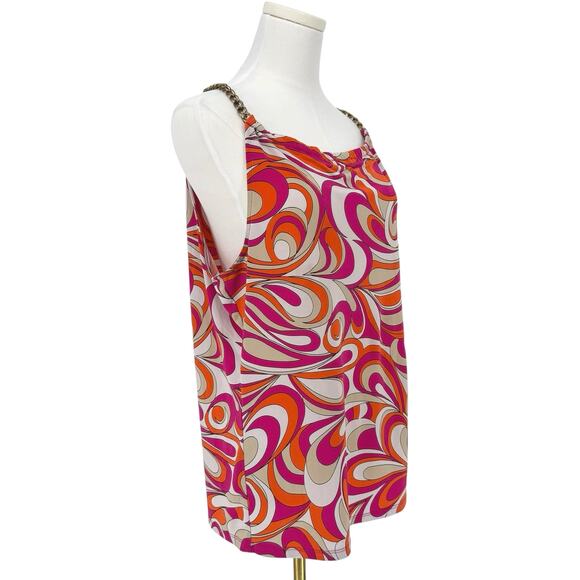 Michael Kors Psychedelic Gold Chain Sleeveless Top L-XL AS-IS* Party Going Out - Picture 3 of 9